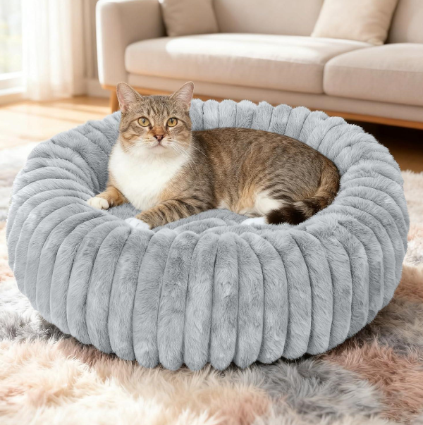 Small Washable Round Donut Bed for Cats