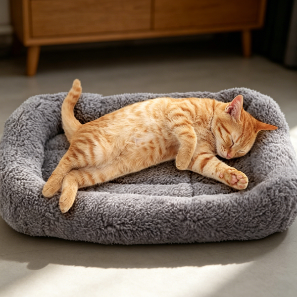 Small Cat Mat with Surrounding Pillow, Non-Skid